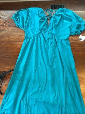 NWT The Good Journey  Maxi V Neck Elias Lapis Blue Cotton Dress sz 14